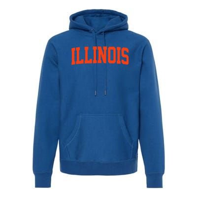 Illinois Vintage Illinois Orange Blue Throwback Il Premium Hoodie