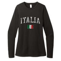 Italy Vintage Italia Sports Design Italian Flag Tee Womens CVC Long Sleeve Shirt