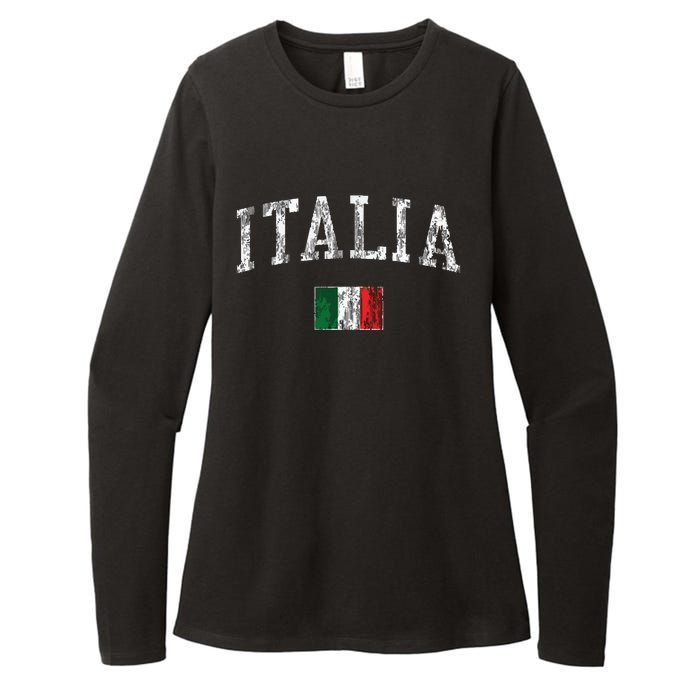 Italy Vintage Italia Sports Design Italian Flag Tee Womens CVC Long Sleeve Shirt