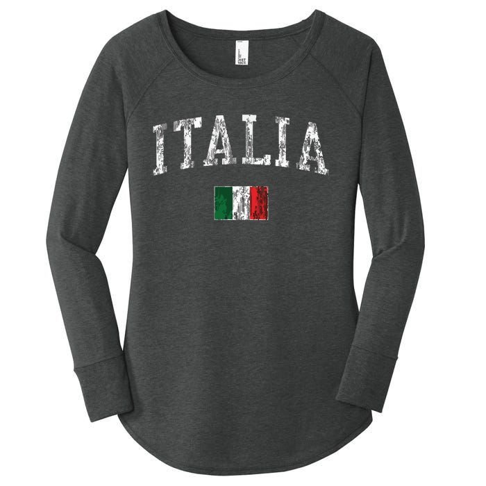 Italy Vintage Italia Sports Design Italian Flag Tee Women's Perfect Tri Tunic Long Sleeve Shirt