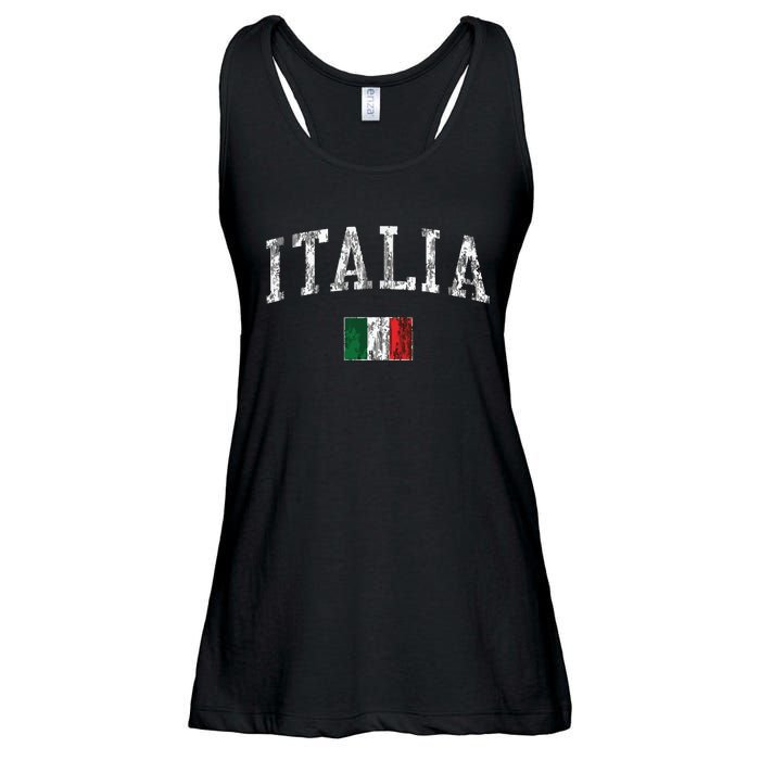 Italy Vintage Italia Sports Design Italian Flag Tee Ladies Essential Flowy Tank