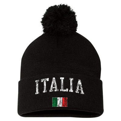 Italy Vintage Italia Sports Design Italian Flag Tee Pom Pom 12in Knit Beanie