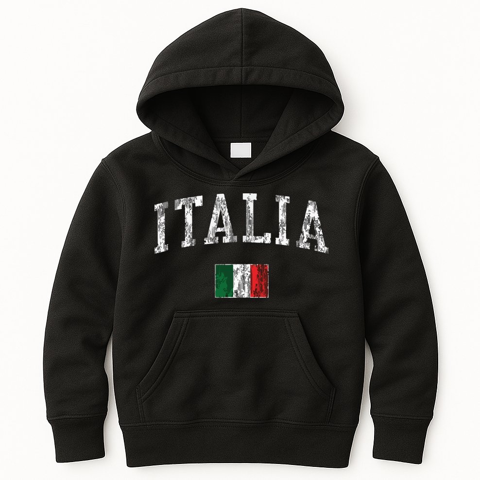 Italy Vintage Italia Sports Design Italian Flag Tee Kids Hoodie