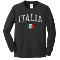 Italy Vintage Italia Sports Design Italian Flag Tee Kids Long Sleeve Shirt