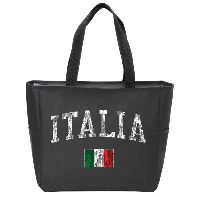 Italy Vintage Italia Sports Design Italian Flag Tee Zip Tote Bag