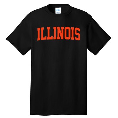 Illinois Vintage Illinois Orange Blue Throwback Il Tall T-Shirt