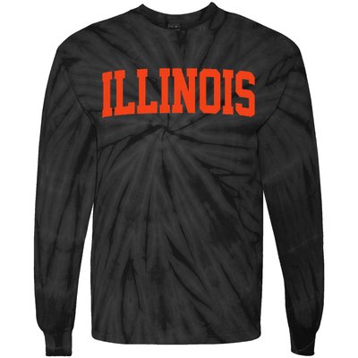 Illinois Vintage Illinois Orange Blue Throwback Il Tie-Dye Long Sleeve Shirt