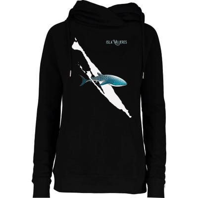 Isla Vibes Isla Mujeres Mexico Swimming With Whale Sharks Womens Funnel Neck Pullover Hood