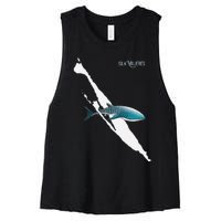 Isla Vibes Isla Mujeres Mexico Swimming With Whale Sharks Women's Racerback Cropped Tank