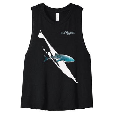 Isla Vibes Isla Mujeres Mexico Swimming With Whale Sharks Women's Racerback Cropped Tank