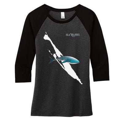 Isla Vibes Isla Mujeres Mexico Swimming With Whale Sharks Women's Tri-Blend 3/4-Sleeve Raglan Shirt