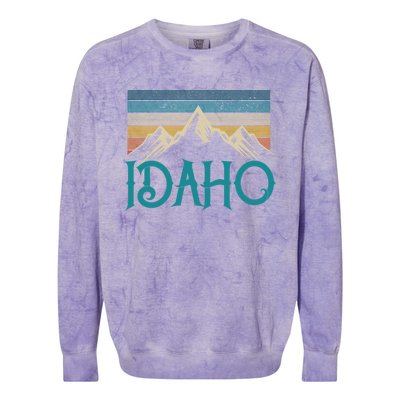 Idaho Vintage Mountains Nature Hiking Pride Souvenirs Gift Colorblast Crewneck Sweatshirt