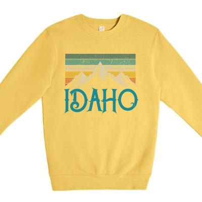 Idaho Vintage Mountains Nature Hiking Pride Souvenirs Gift Premium Crewneck Sweatshirt