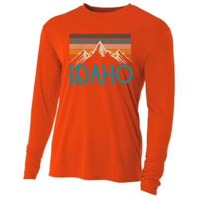 Idaho Vintage Mountains Nature Hiking Pride Souvenirs Gift Cooling Performance Long Sleeve Crew