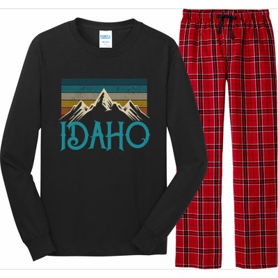 Idaho Vintage Mountains Nature Hiking Pride Souvenirs Gift Long Sleeve Pajama Set