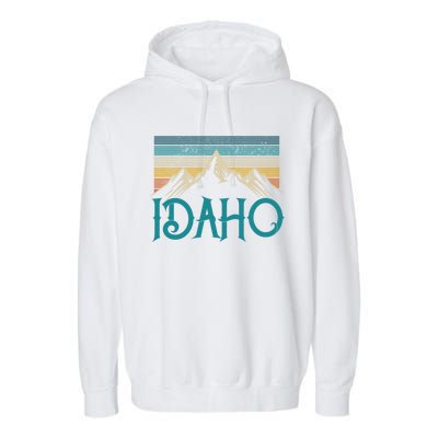 Idaho Vintage Mountains Nature Hiking Pride Souvenirs Gift Garment-Dyed Fleece Hoodie