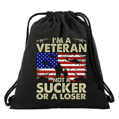 IM Veteran Not A Sucker Or A Loser Drawstring Bag