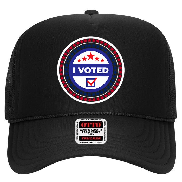 I Voted Nov 2024 Usa Elections Pro Democracy High Crown Mesh Back Trucker Hat