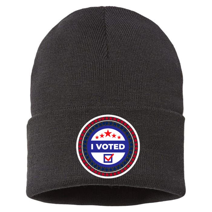 I Voted Nov 2024 Usa Elections Pro Democracy Sustainable Knit Beanie