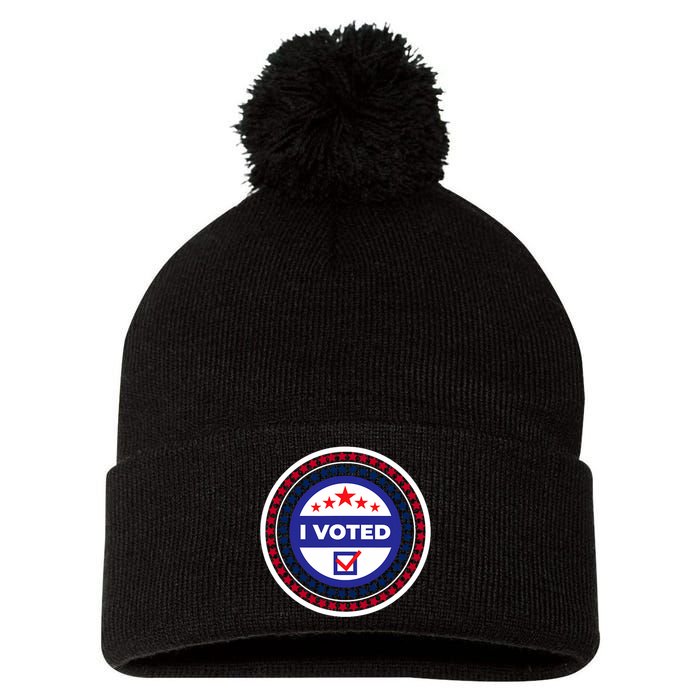 I Voted Nov 2024 Usa Elections Pro Democracy Pom Pom 12in Knit Beanie