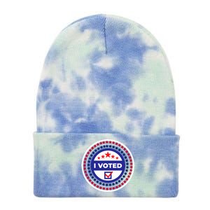 I Voted Nov 2024 Usa Elections Pro Democracy Tie Dye 12in Knit Beanie