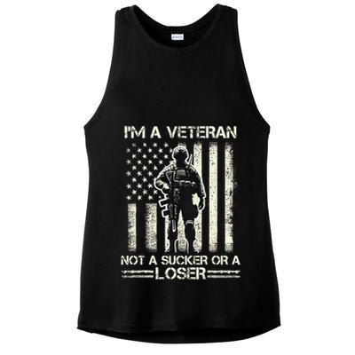 Im Veteran Not A Sucker Or A Loser Us Veteran Day Ladies PosiCharge Tri-Blend Wicking Tank