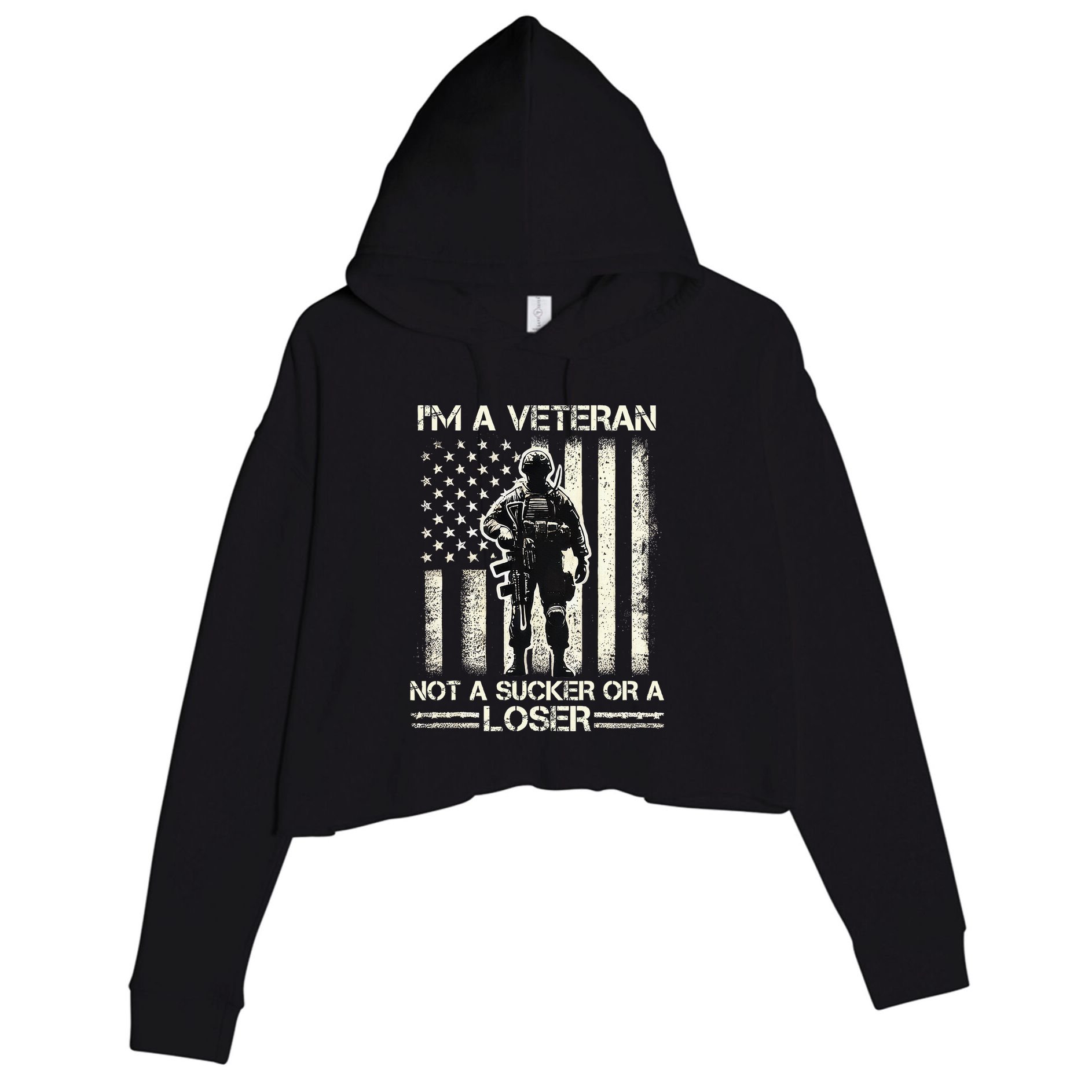 Im Veteran Not A Sucker Or A Loser Us Veteran Day Crop Fleece Hoodie