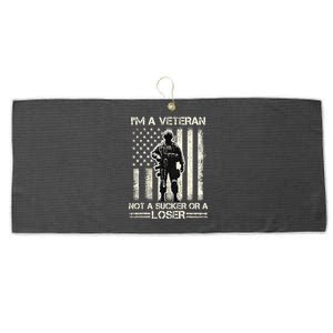 Im Veteran Not A Sucker Or A Loser Us Veteran Day Large Microfiber Waffle Golf Towel