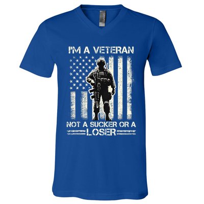Im Veteran Not A Sucker Or A Loser Us Veteran Day V-Neck T-Shirt