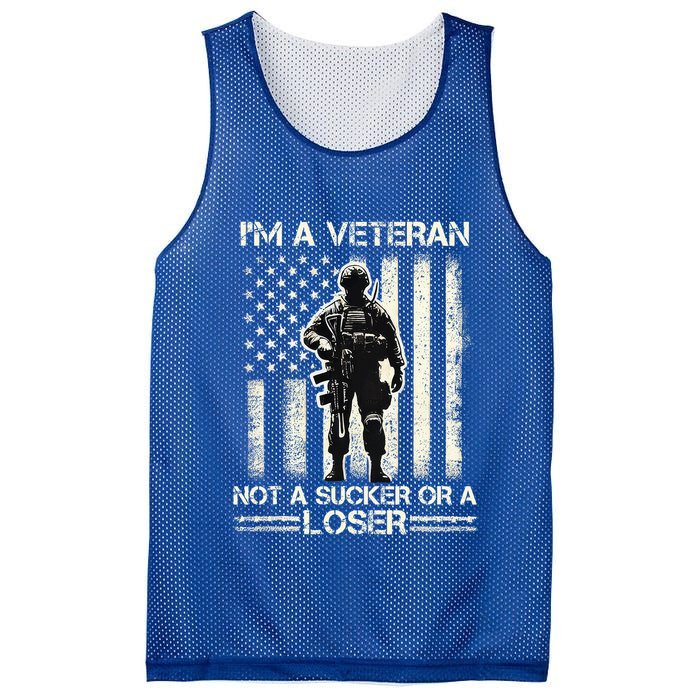 Im Veteran Not A Sucker Or A Loser Us Veteran Day Mesh Reversible Basketball Jersey Tank