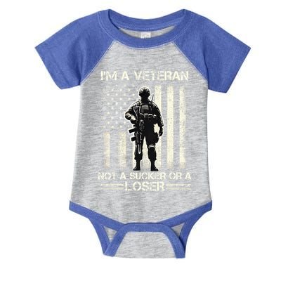 Im Veteran Not A Sucker Or A Loser Us Veteran Day Infant Baby Jersey Bodysuit