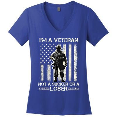 Im Veteran Not A Sucker Or A Loser Us Veteran Day Women's V-Neck T-Shirt
