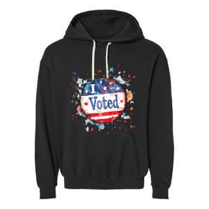 I Voted Nov 2024 Usa Elections Pro Democracy Garment-Dyed Fleece Hoodie