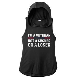 IM Veteran Not A Sucker Or A Loser Ladies PosiCharge Tri-Blend Wicking Draft Hoodie Tank