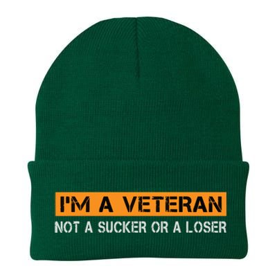 IM Veteran Not A Sucker Or A Loser Dad Papa Grandpa Gifts Knit Cap Winter Beanie