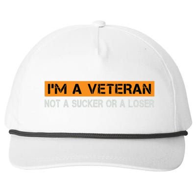 IM Veteran Not A Sucker Or A Loser Dad Papa Grandpa Gifts Snapback Five-Panel Rope Hat