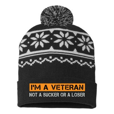 IM Veteran Not A Sucker Or A Loser Dad Papa Grandpa Gifts USA-Made Snowflake Beanie