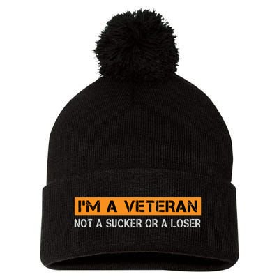 IM Veteran Not A Sucker Or A Loser Dad Papa Grandpa Gifts Pom Pom 12in Knit Beanie