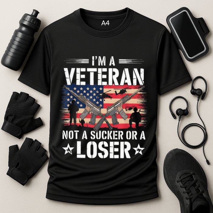 IM Veteran Not A Sucker Or A Loser Veteran Military Cooling Performance Crew T-Shirt