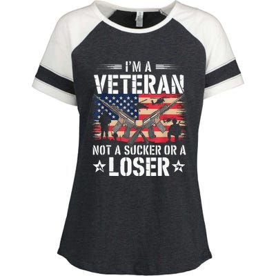 IM Veteran Not A Sucker Or A Loser Veteran Military Enza Ladies Jersey Colorblock Tee