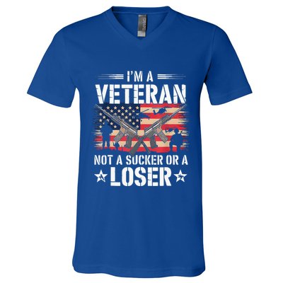 IM Veteran Not A Sucker Or A Loser Veteran Military V-Neck T-Shirt