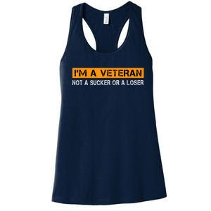 IM Veteran Not A Sucker Or A Loser Dad Papa Grandpa Gifts Women's Racerback Tank