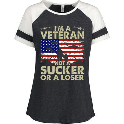 IM Veteran Not A Sucker Or A Loser Enza Ladies Jersey Colorblock Tee