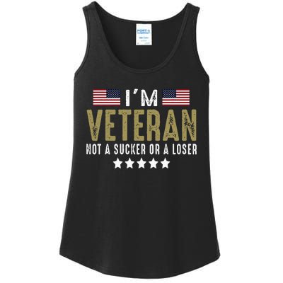 IM Veteran Not A Sucker Or A Loser Veteran Day Ladies Essential Tank