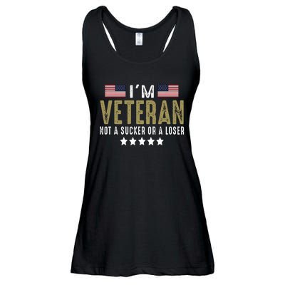 IM Veteran Not A Sucker Or A Loser Veteran Day Ladies Essential Flowy Tank