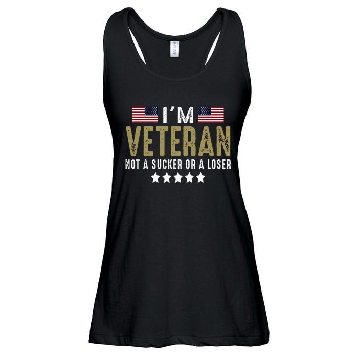 IM Veteran Not A Sucker Or A Loser Veteran Day Ladies Essential Flowy Tank