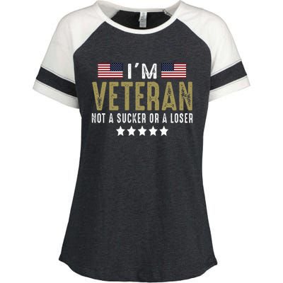 IM Veteran Not A Sucker Or A Loser Veteran Day Enza Ladies Jersey Colorblock Tee