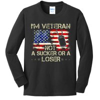 IM Veteran Not A Sucker Or A Loser Veteran Day Kids Long Sleeve Shirt