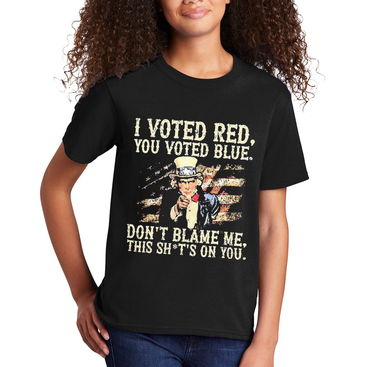 I Voted Red You Voted Blue DonT Blame Me This ShitS On You Kids T-Shirt