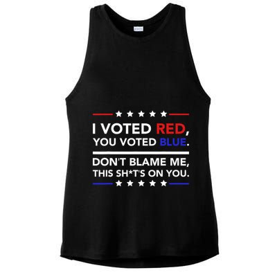 I Voted Red You Voted Blue Dont Blame Me Funny Political Ladies PosiCharge Tri-Blend Wicking Tank